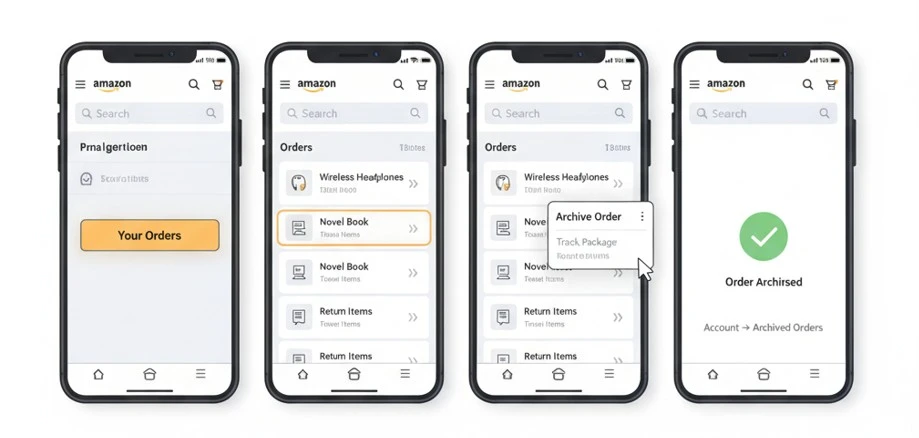 how to delete amazon order history on phone